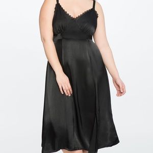 Eloquii black lace trim slip dress